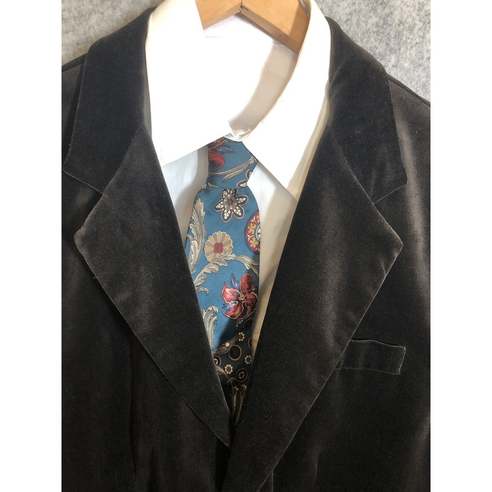 Calvin Klein Blazer Mens 2XL Brown Velvet Sport Coat Jacket Formal Business